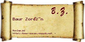 Baur Zorán névjegykártya